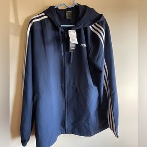 Adidas Hoodie black and white logo XL men’s light weight jacket NWT